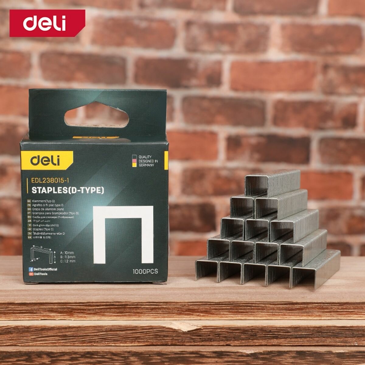 Набор скоб для степлера 1000 шт (53F Тип D) Deli DL238015-1 (10 х 113 х 12мм)