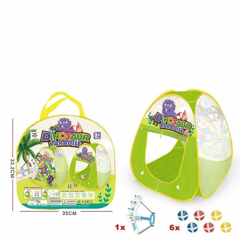 Детская игровая палатка КНР dinosaur paradise, 89х89х90 см, с арбалетом, в сумке