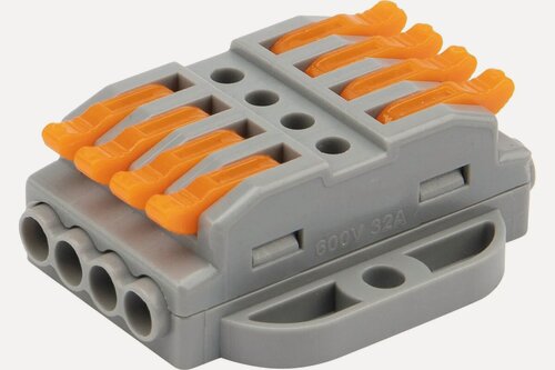 Изображение товара REXANT СМК 222-424P проходная 4-полюсная клемма с монтажной площадкой 0,08-4 мм², 25 шт