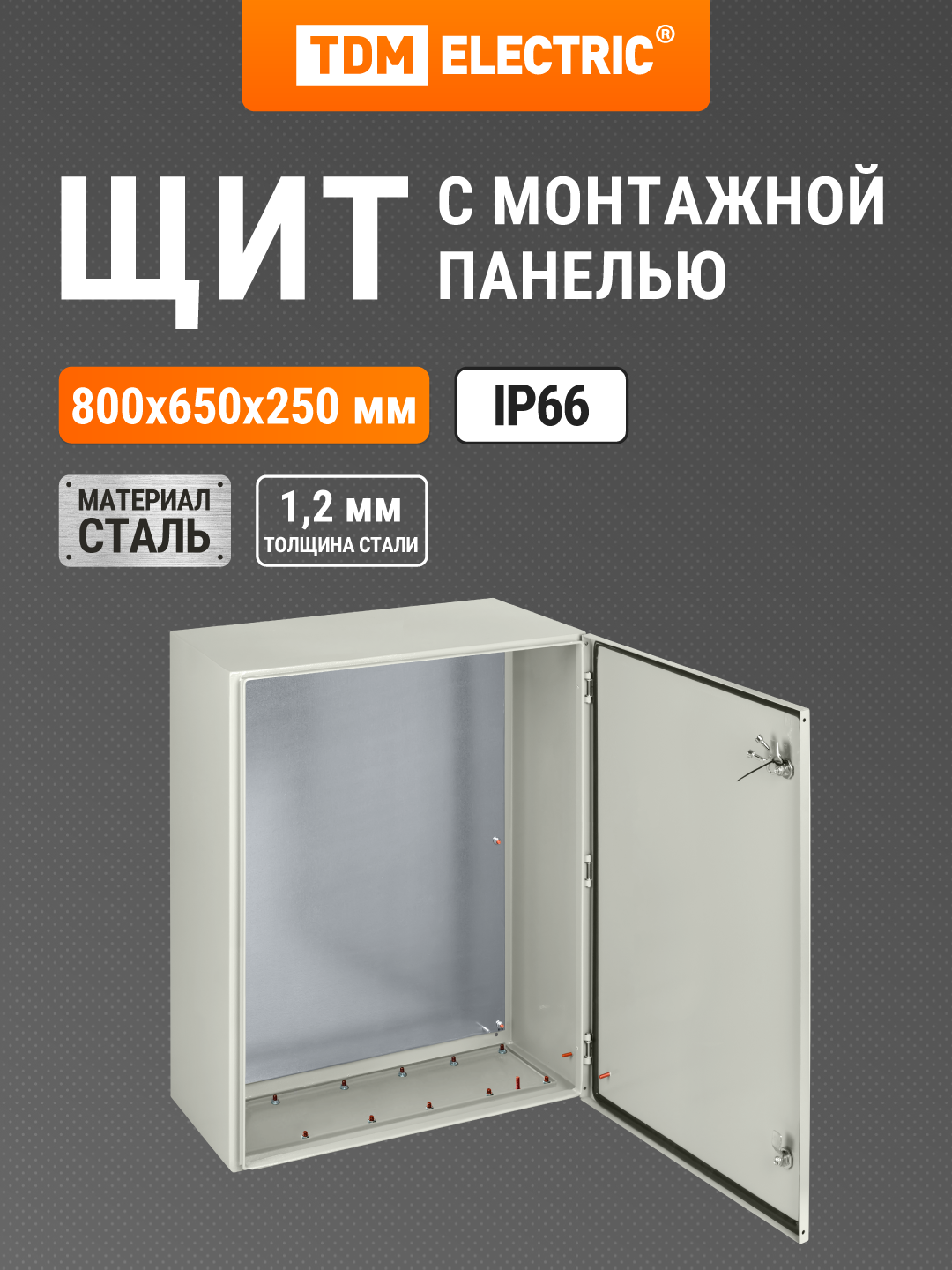 Щит электрический ЩМП-4-0 IP66 (800х650х250) TDM ELECTRIC