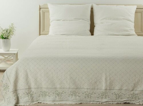 Изображение товара Льняное покрывало Лен/Хлопок "Подснежники-1" 210х220 см. Оршанский