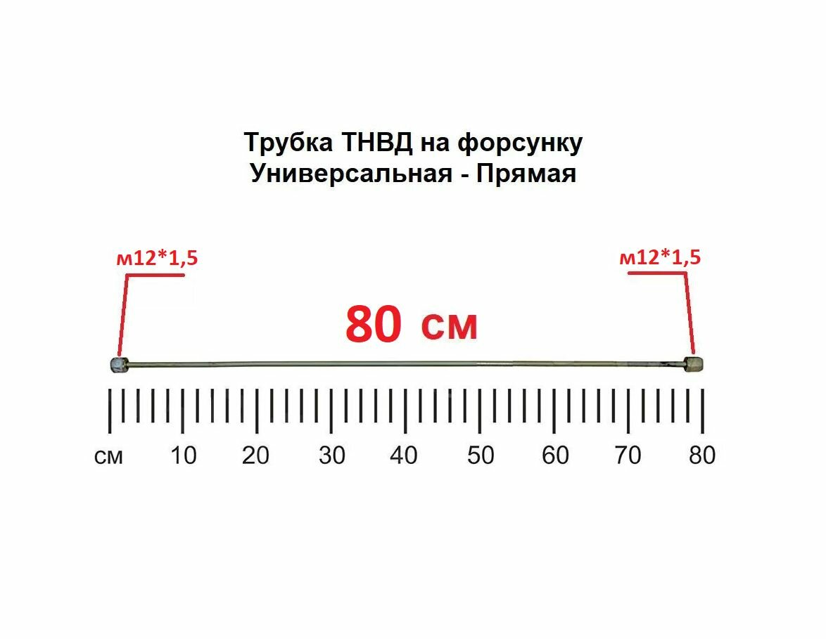 Трубка ТНВД (прямая универсальная "м12/м12" - 80 см.) топливная высокого давления
