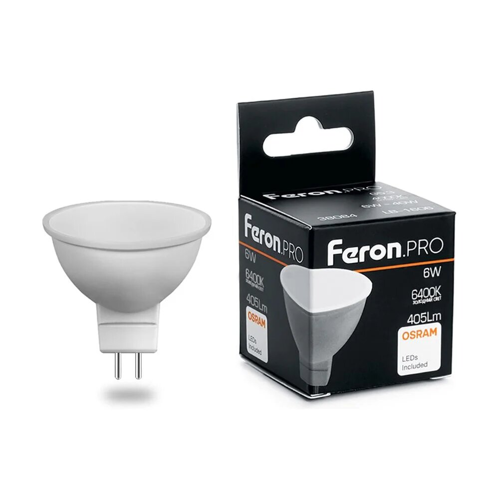 Светодиодная лампа FERON PRO LB-1606 MR16 G5.3 6W 6400K OSRAM LED 38085