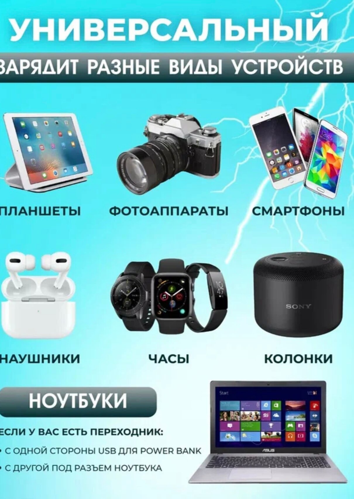 Повербанк Bootleg 50000 mAh внешний аккумуля- тор для Iphone и Android — фото 1