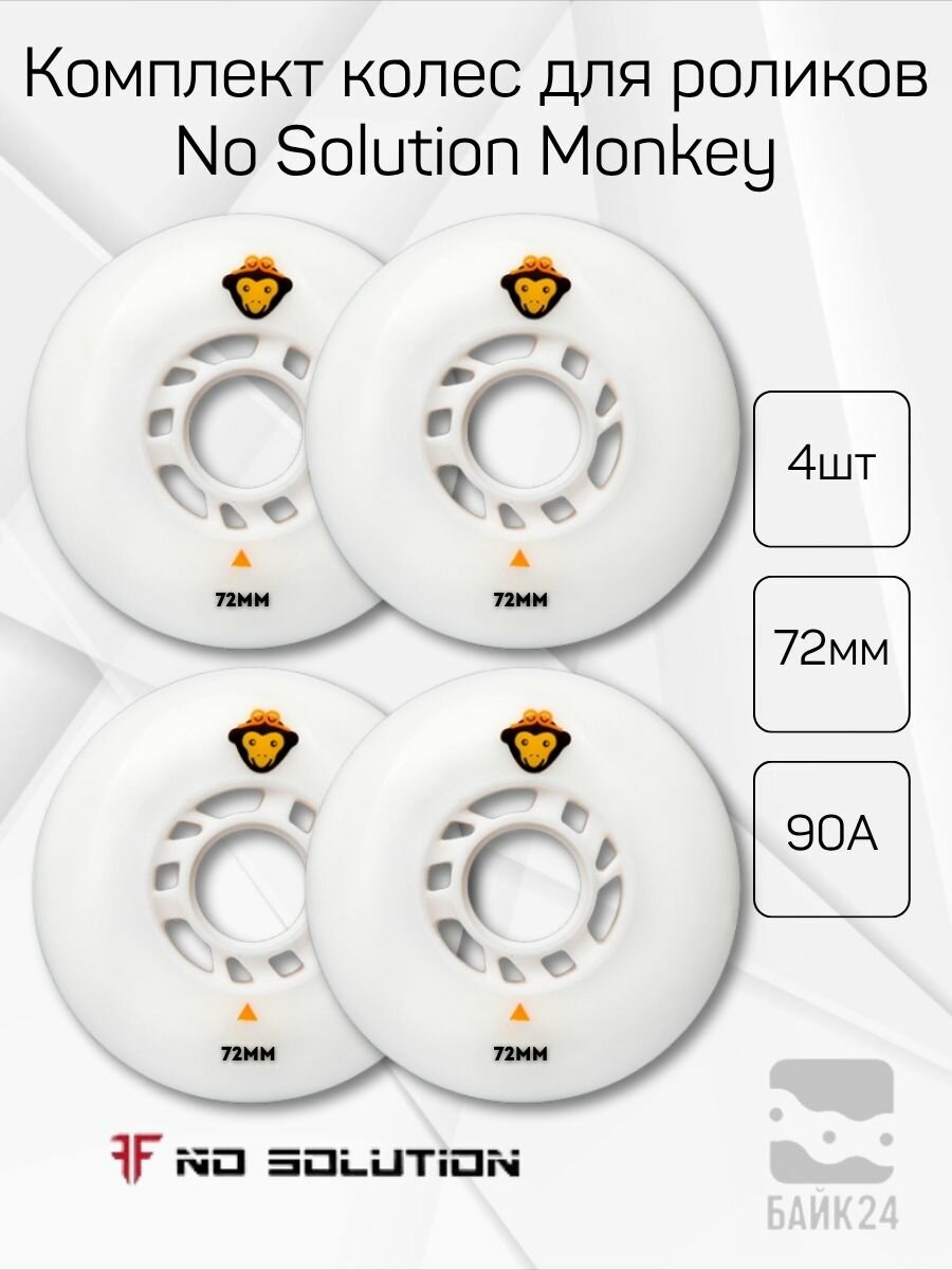 Комплект колес для роликов No Solution Monkey 72mm/90A белое, 4 шт.
