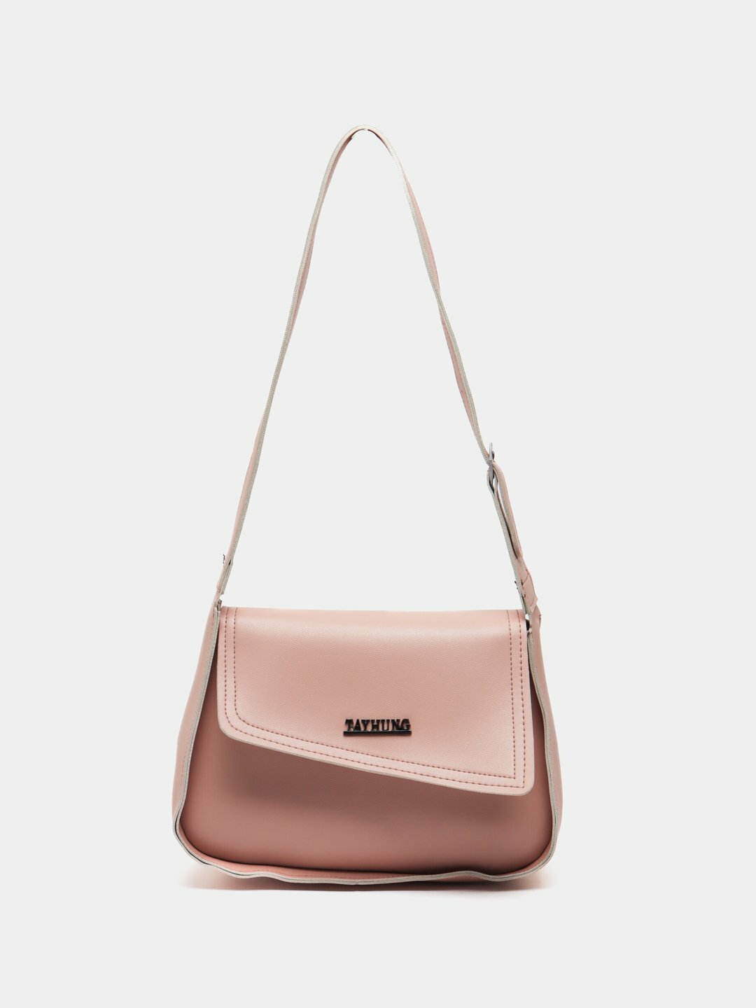 Сумка  TAYHUNG Asymmetric Flap Shoulder Bag, фактура гладкая, розовый,