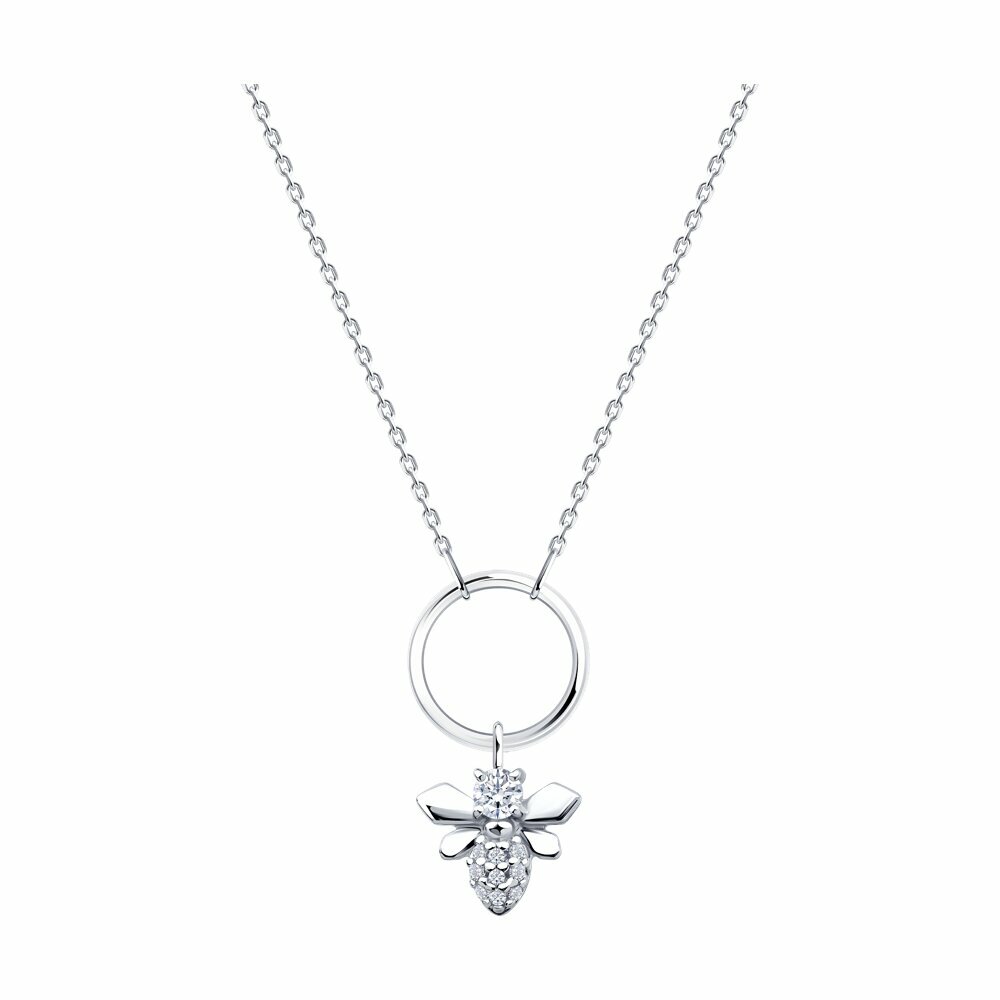 Колье Diamant, серебро, 925 проба, фианит, длина 40 см., серебристый