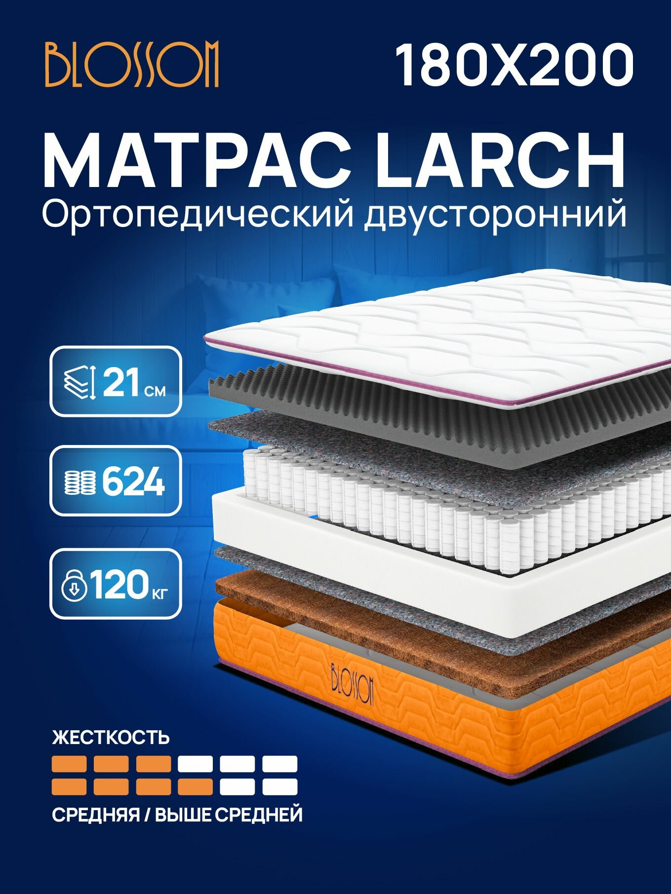 Матрас Blossom Larch  Независимые пружины  180х200 см