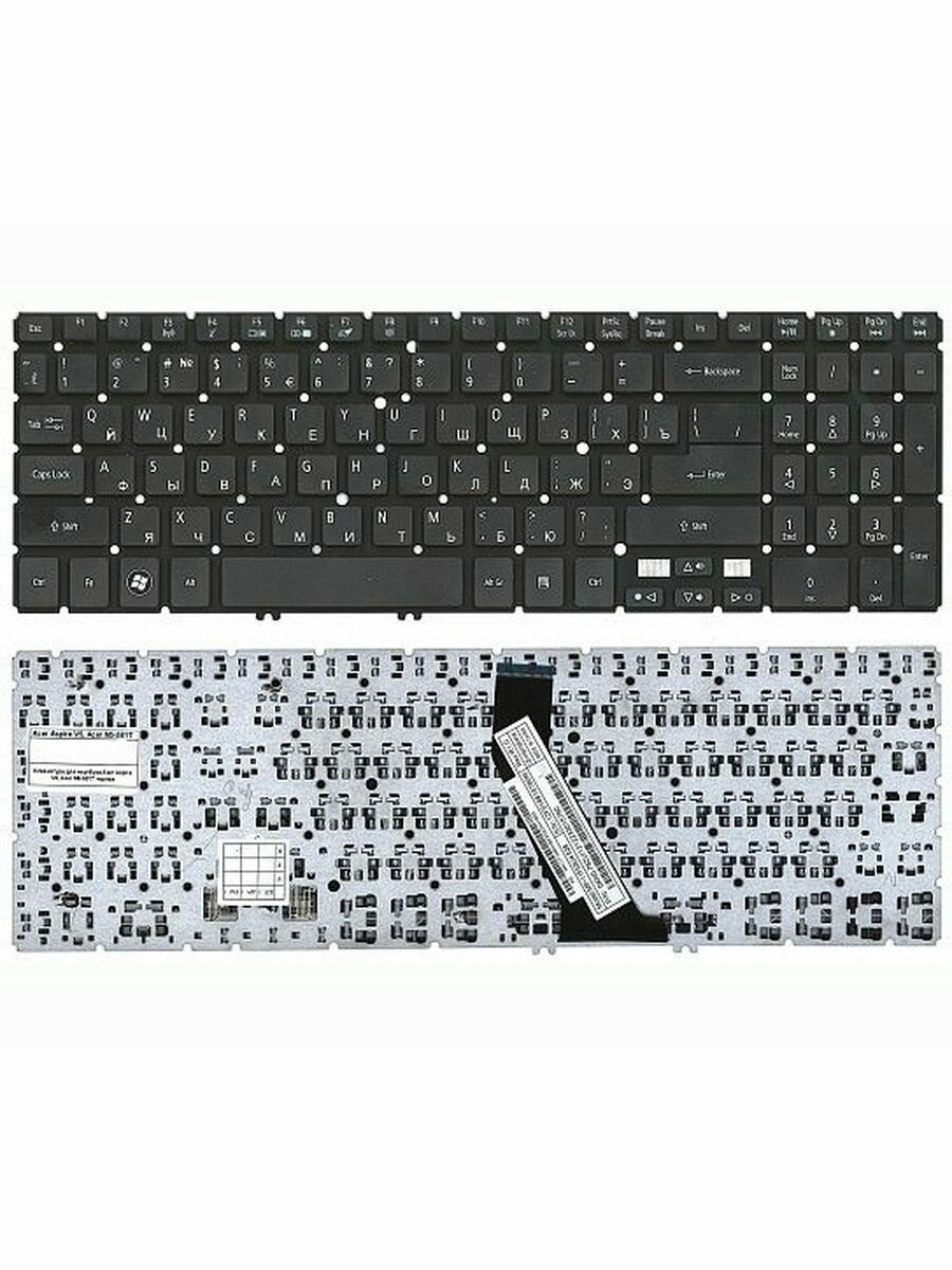 Клавиатура для ноутбука Acer Aspire V5-531, V5-551, черная, без рамки