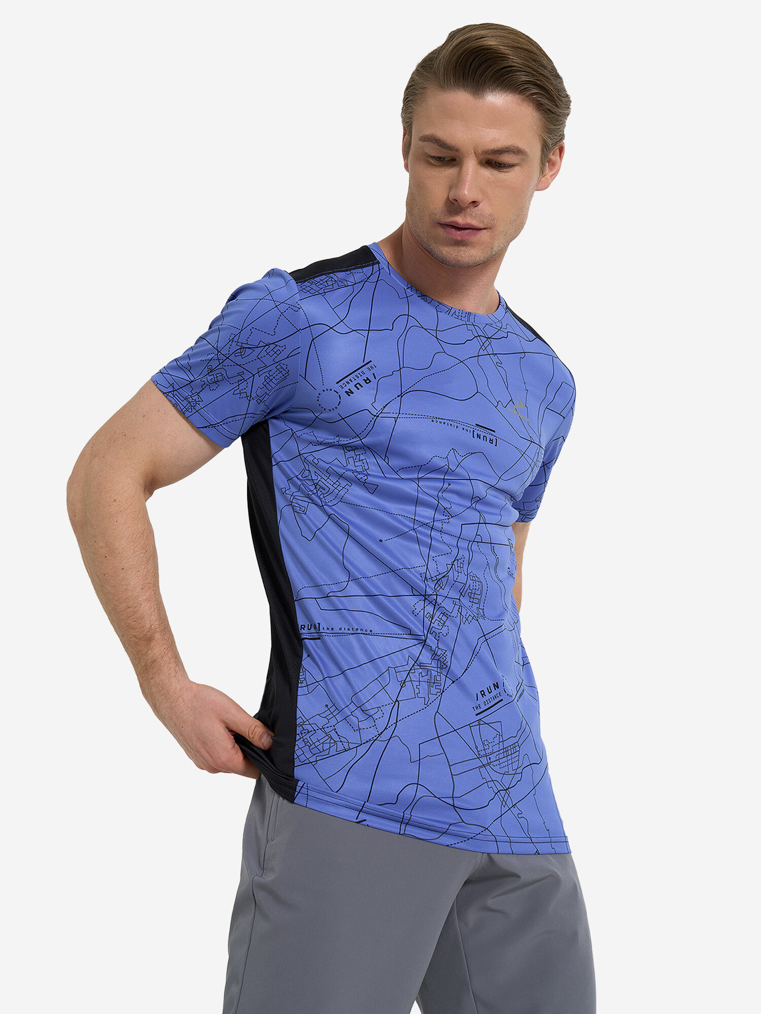 Футболка спортивная Demix M D Running Urban AOP SS T-Shirt размер 50 синий/черный