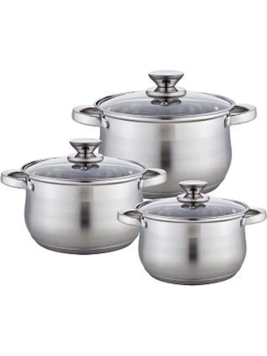 Набор стальных кастрюль BE-615/6 2.9л, 5.1л, 6.6л