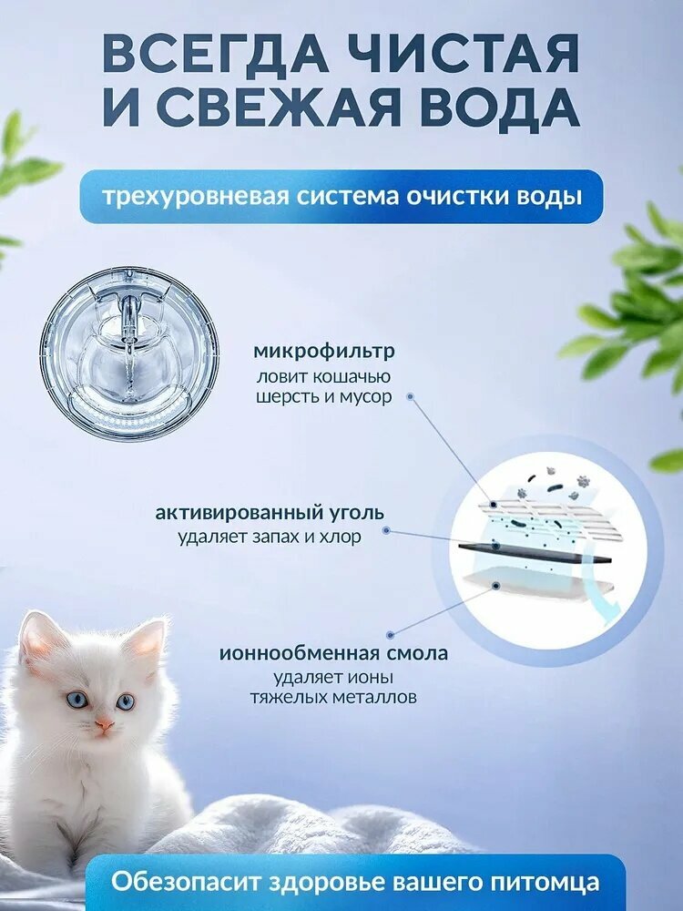 Питьевые Фонтанчики Xiaomi Фонтанчик для кошек питьевой беспроводной Xiaomi, автоматическая поилка, фонтан для кошек, поильник для кота