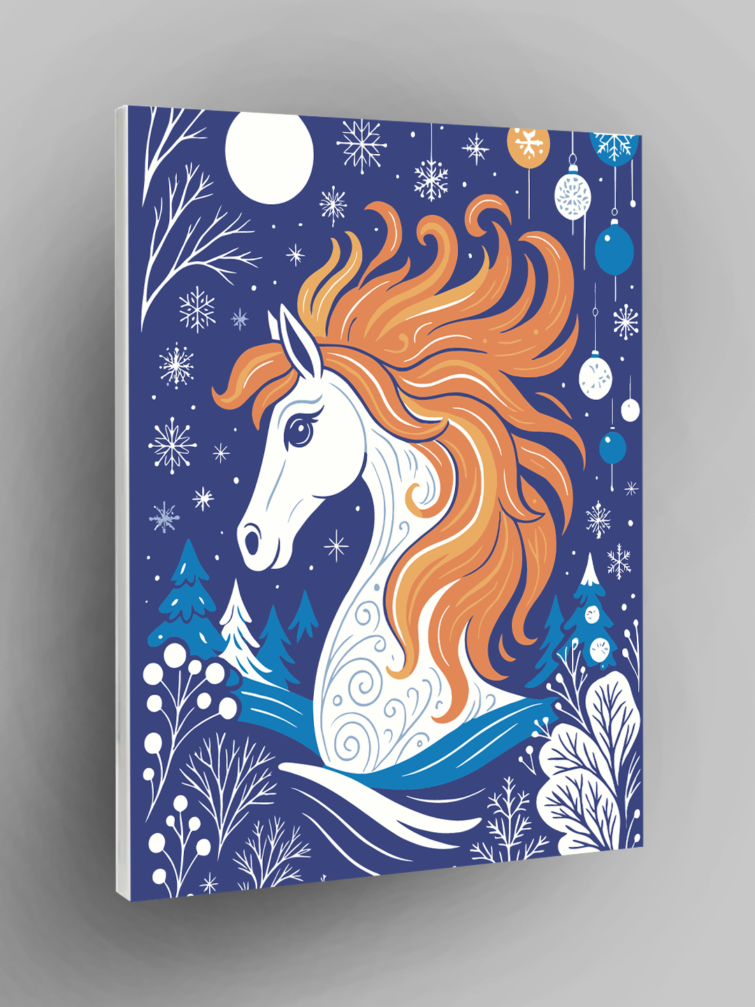 Картина по номерам "Зимняя лошадь", Новый год, Зима, 40×50 см, раскраска на холсте, набор для рисования