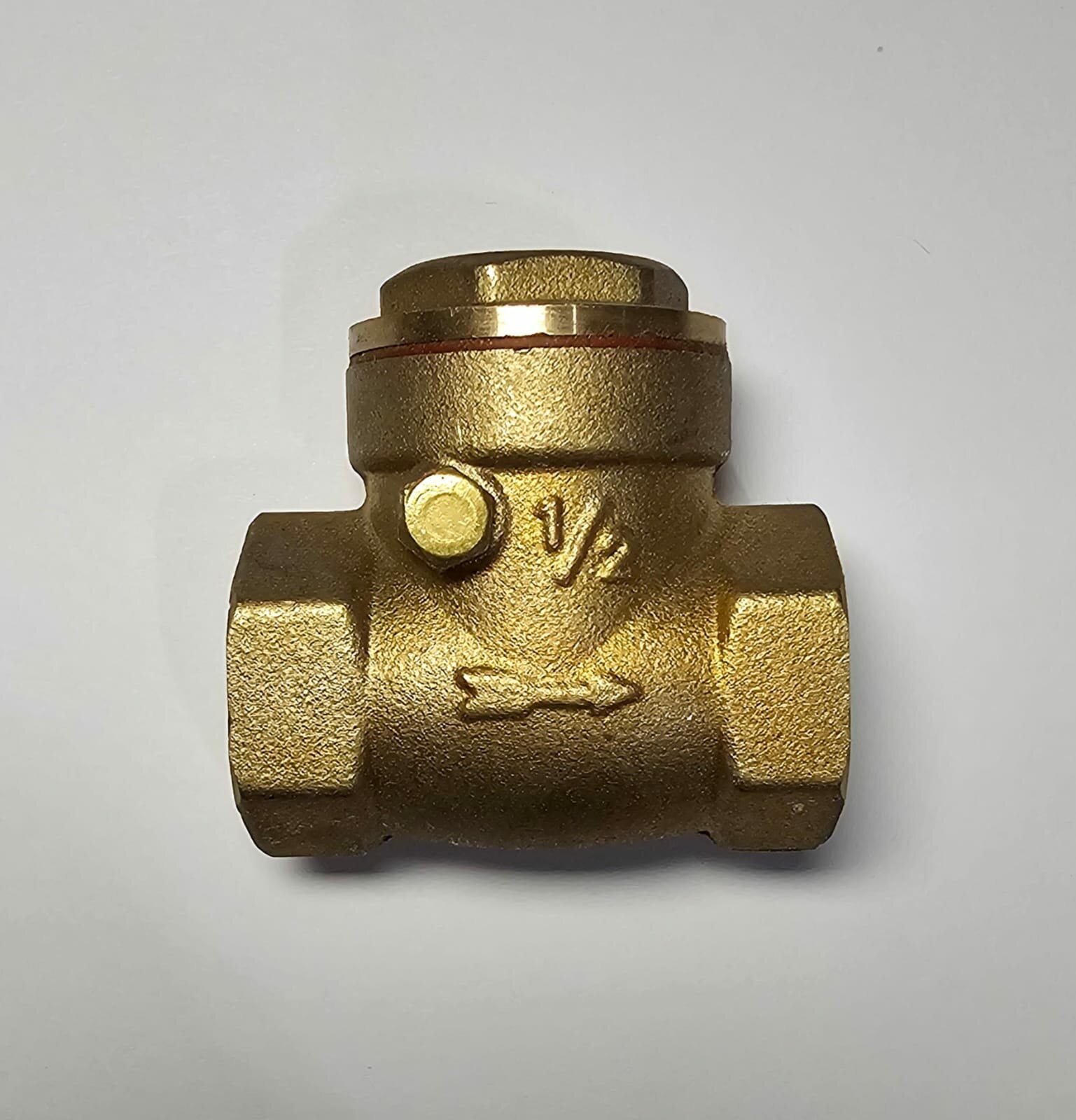 Обратный клапан "1/2" горизонтальный лепестковый латунный 1шт до 100 С