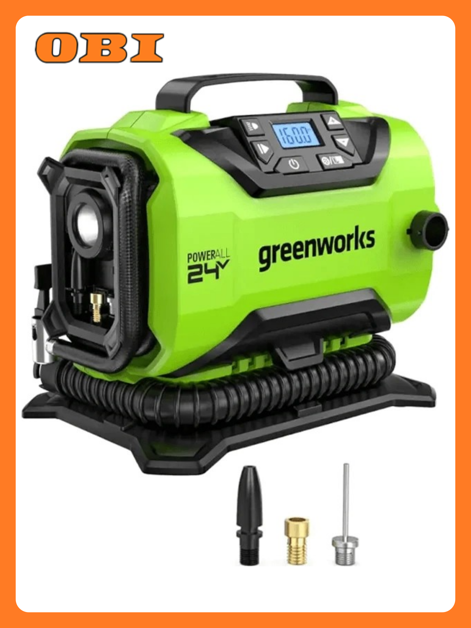 Компрессор автомобильный аккумуляторный Greenworks 24 В без АКБ и З/У 3400807