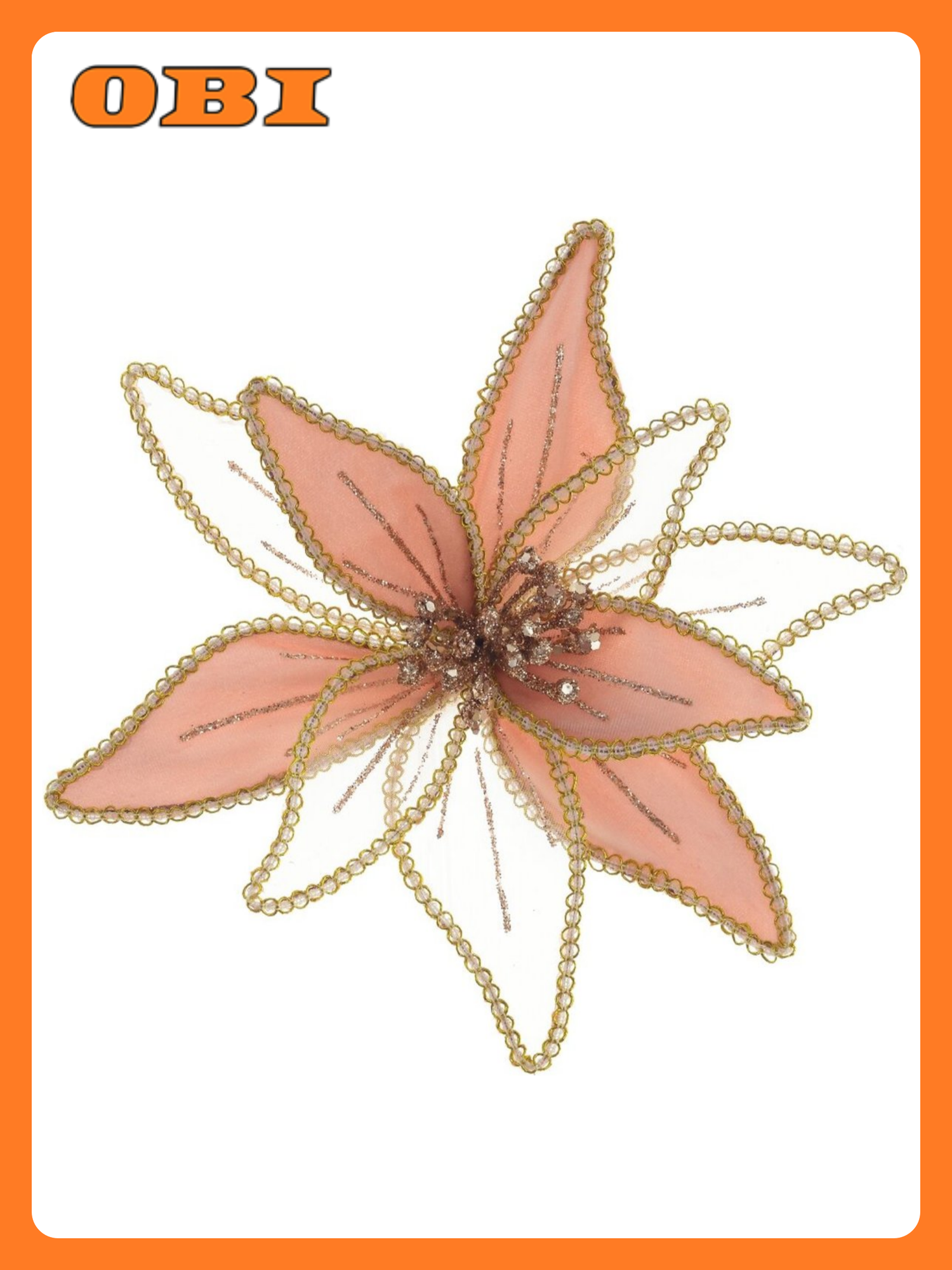 Цветок искусственный Пуансеттия (на клипсе) L23 W23 H12 см