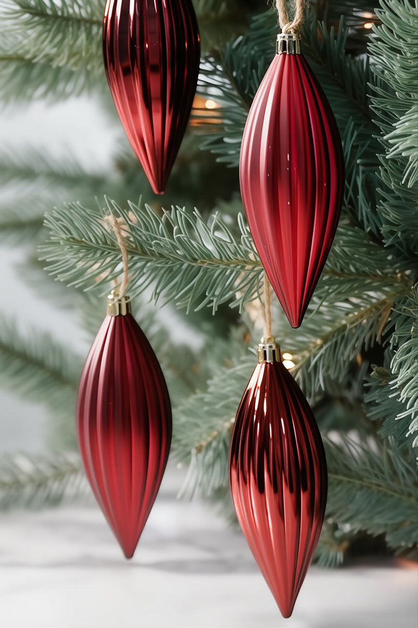 Набор ёлочных украшений сосульки элливаре, пластик, бордовый, 13 см, 4 шт, Winter Deco 2000019