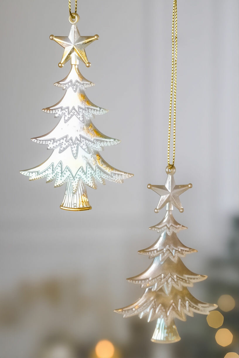 Набор елочных игрушек ёлочка 'новель', акрил, золотой, 10 см, 2 шт, Winter Deco 1000428