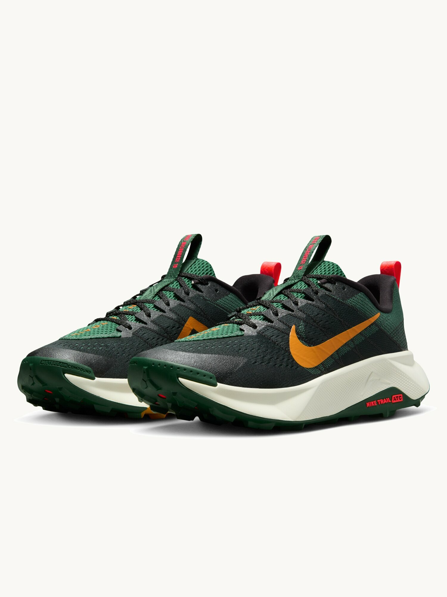 Кроссовки NIKE Wildhorse 10, размер 9.5 US, зеленый/оранжевый/белый — фото 1