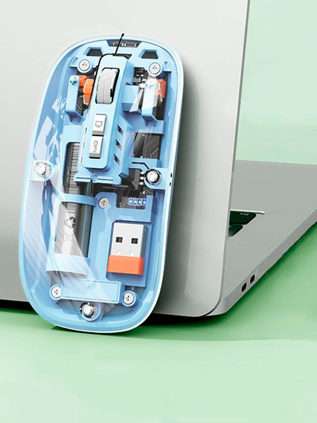 Мышь беспроводная Transparent Mouse 2 NU-M80, Bluetooth, USB Type-C, 2400 dpi — фото 1