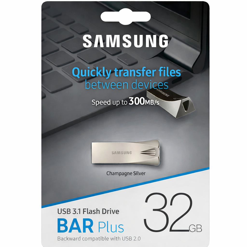 Компактная и надежная USB флешка -Samsung BAR Plus - скоростью до 300 МБ Металлический корпус, стильный дизайн 32B