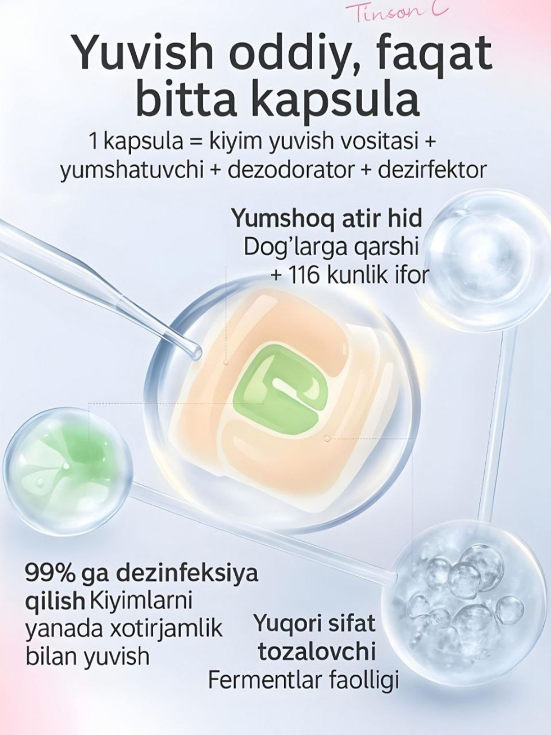 Капсулы для стирки Savdo belgisi "Timson", с ароматом розы и помело, 1 кг — фото 1