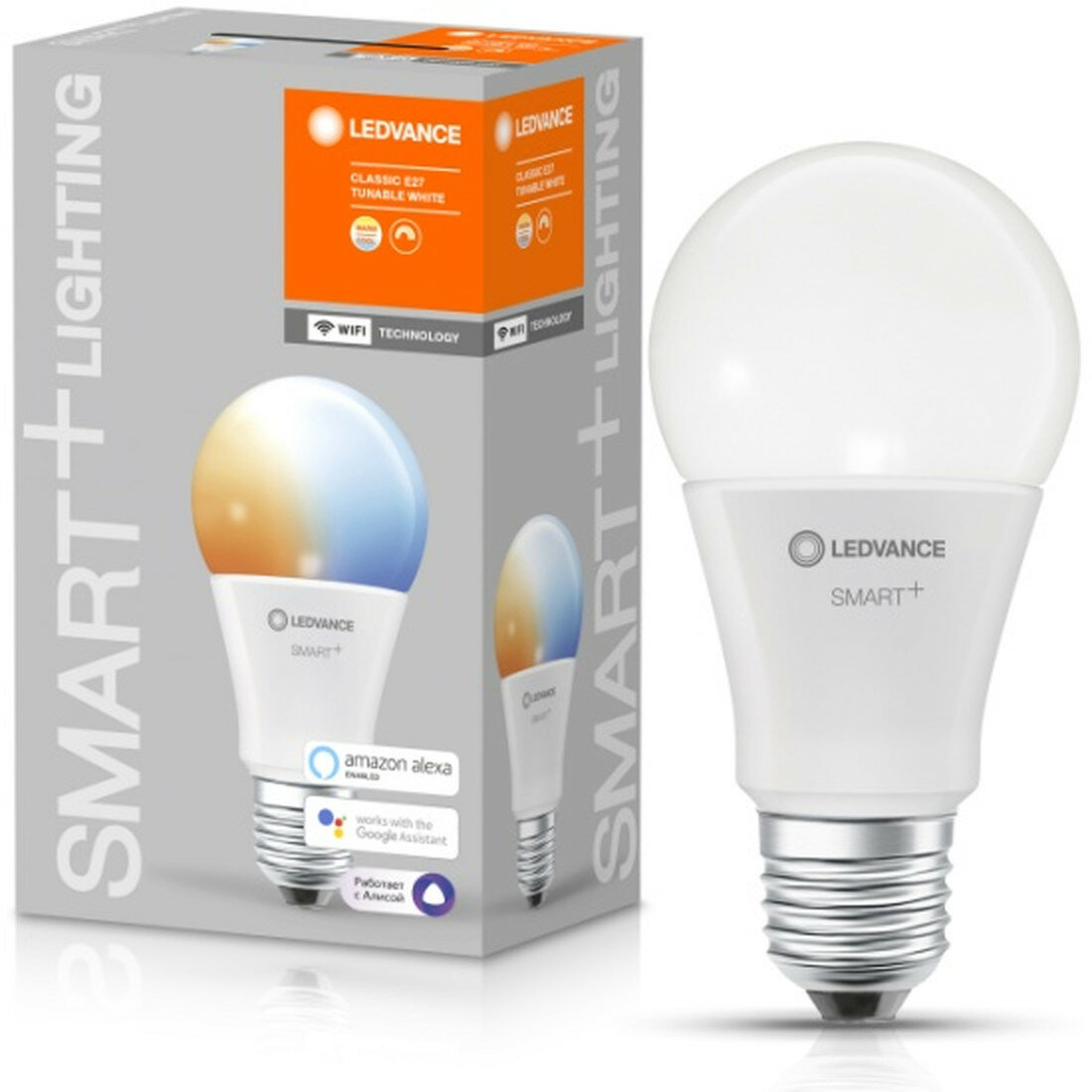 Умная лампа Ledvance-osram LEDVANCE WiFi Classic A Dimm 75 9.5 W/2700K.6500K E27 1055Lm 15000h d60*115