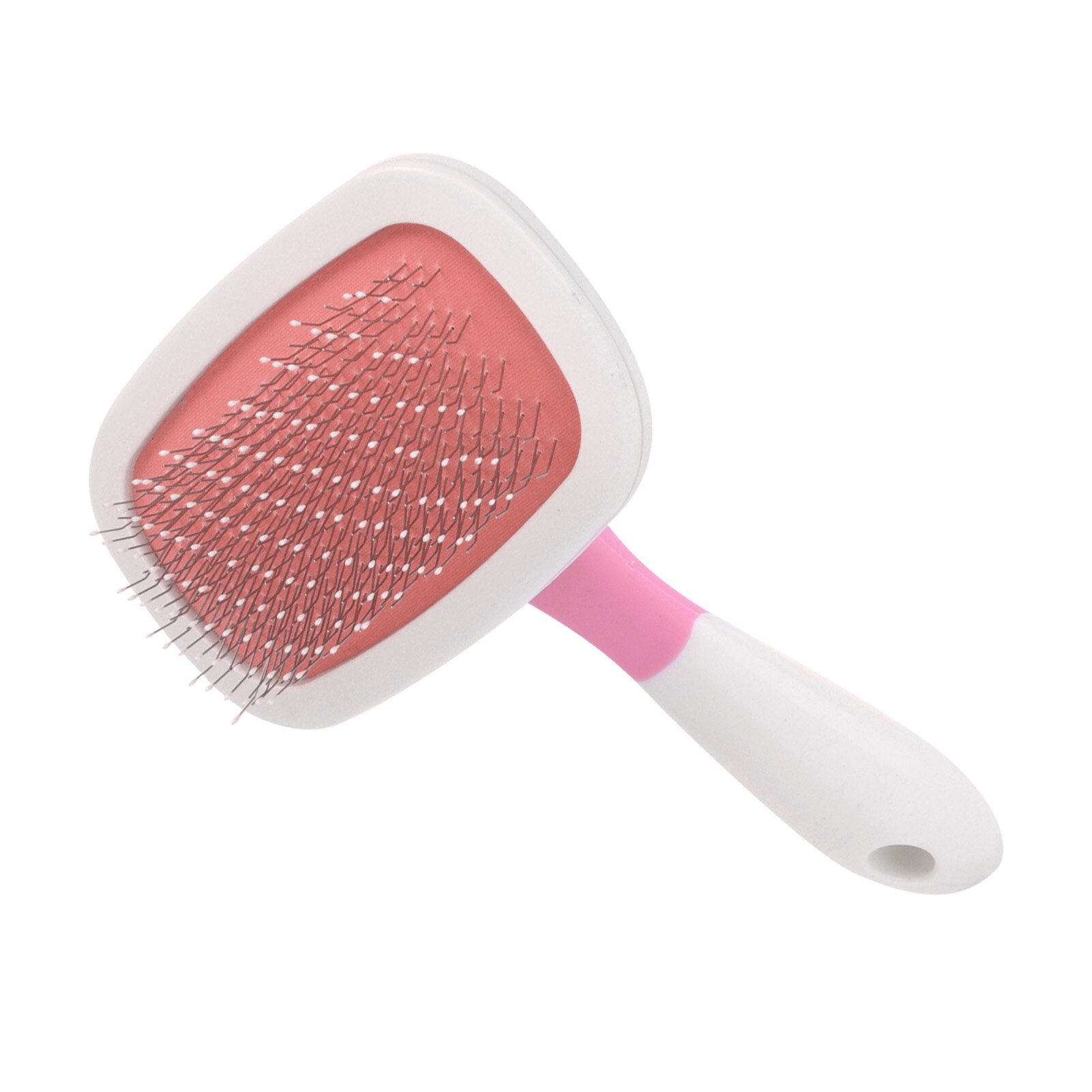 Картинки Массажная расческа для домашних животных с подушкой безопасности, гладкая игла, расческа для волос для собак, щенков, пластиковая, для удаления узлов, клубков, большая розовая