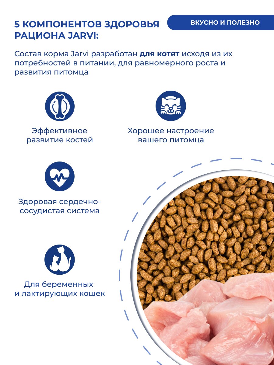 Сухой корм Jarvi полнорационный для котят, Индейка 1,5 кг — фото 1