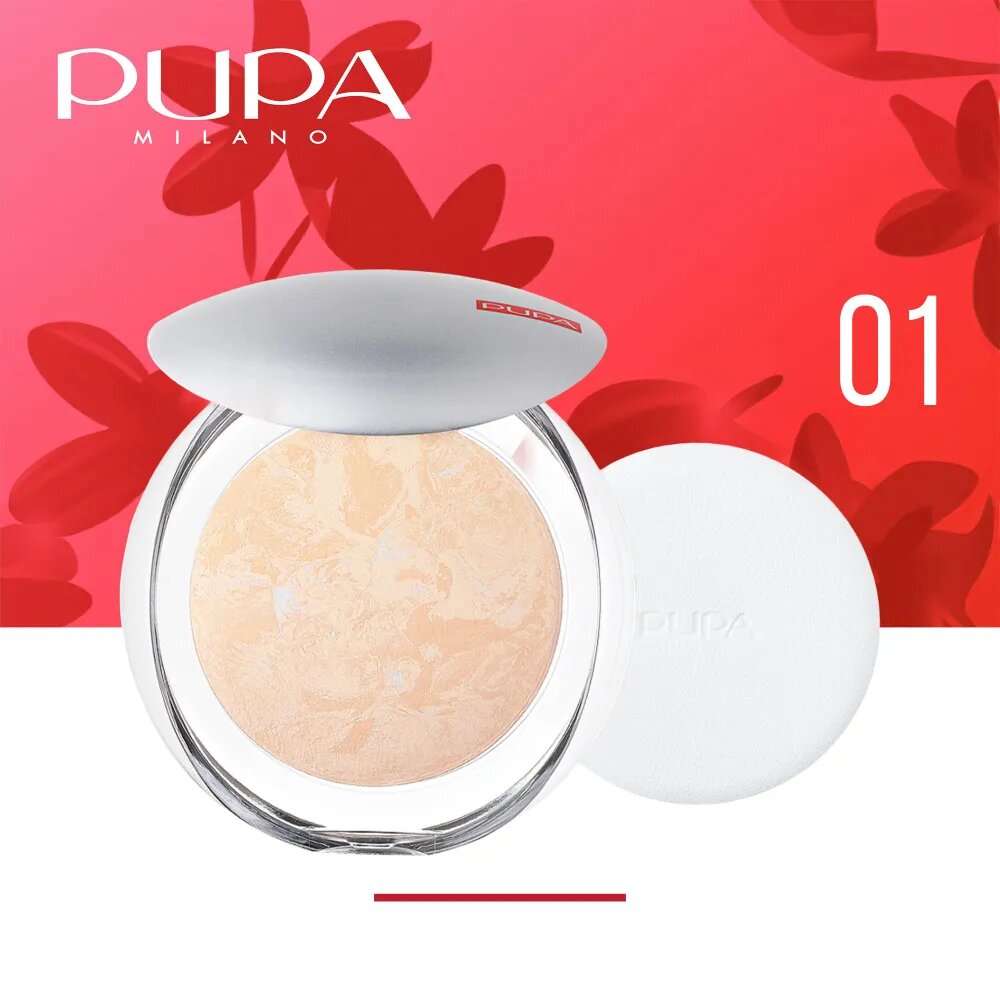 Pupa Luminys Baked Powder Пудра для лица, гипоаллергенная, запечённая с атласным эффектом, тон 01, 9 г