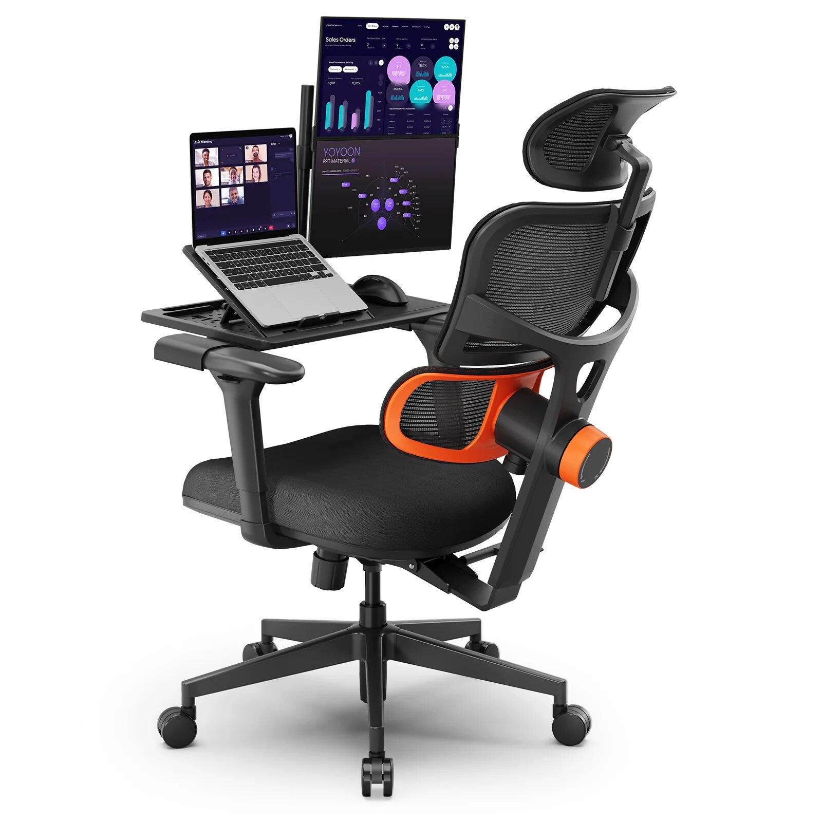 Эргономичное компьютерное кресло FoxGear NETZ модель XO, черный