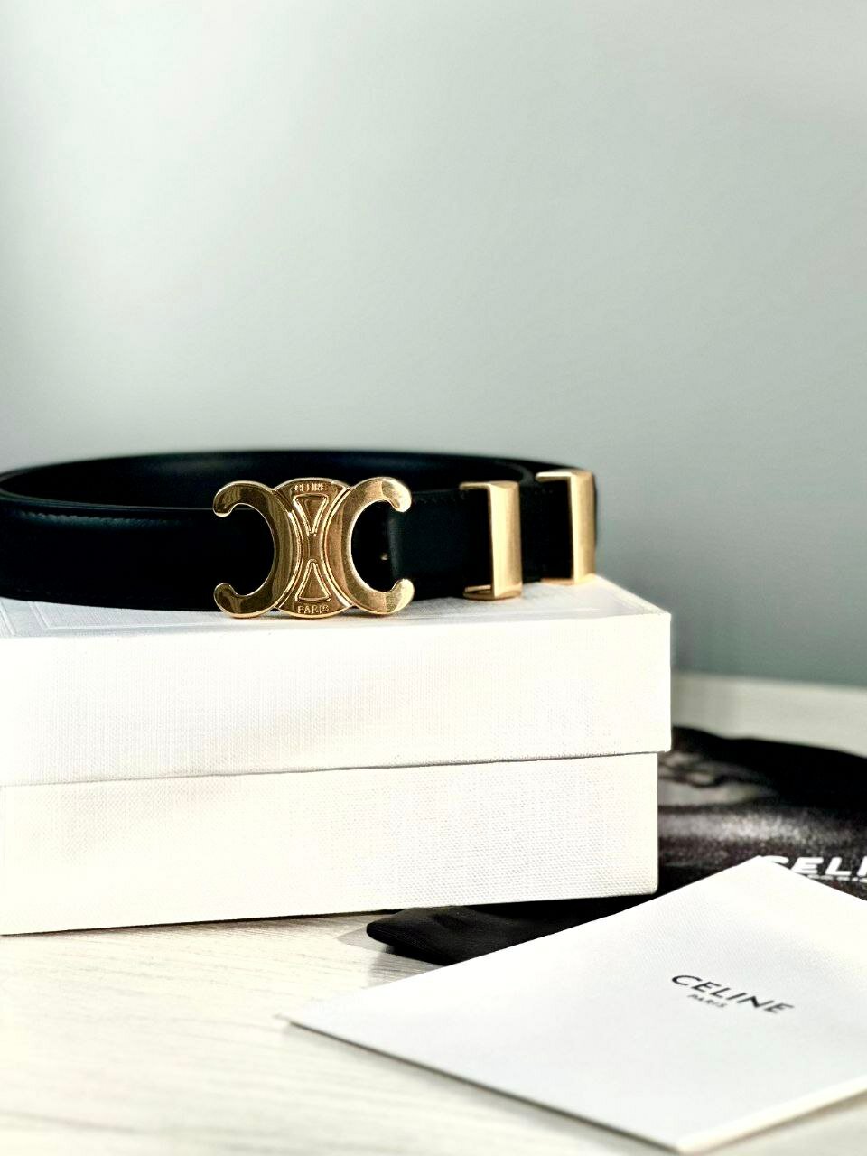 Ремень CELINE для девочек и женщин, черный — фото 1