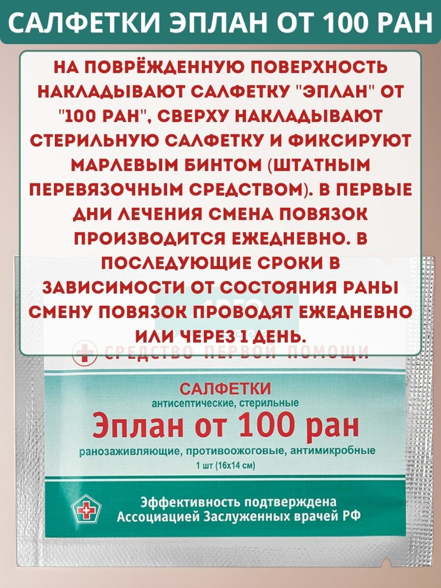 Картинки Салфетки Эплан от 100 ран антисептические стерильные при повреждениях кожи