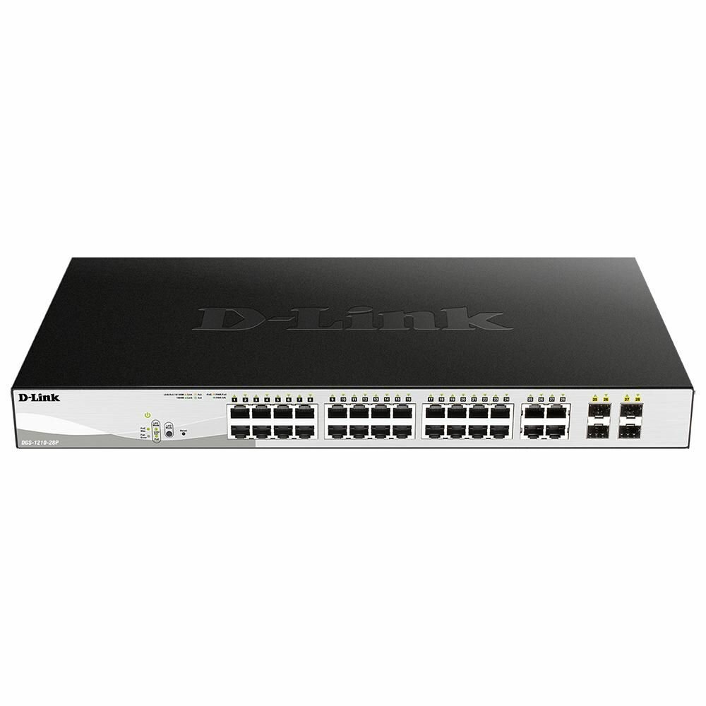Коммутатор D-Link DGS-1210-28P/FL2A Управляемый L2 PoE-коммутатор, 24x1000Base-T PoE, 4xCombo 1000Ba.