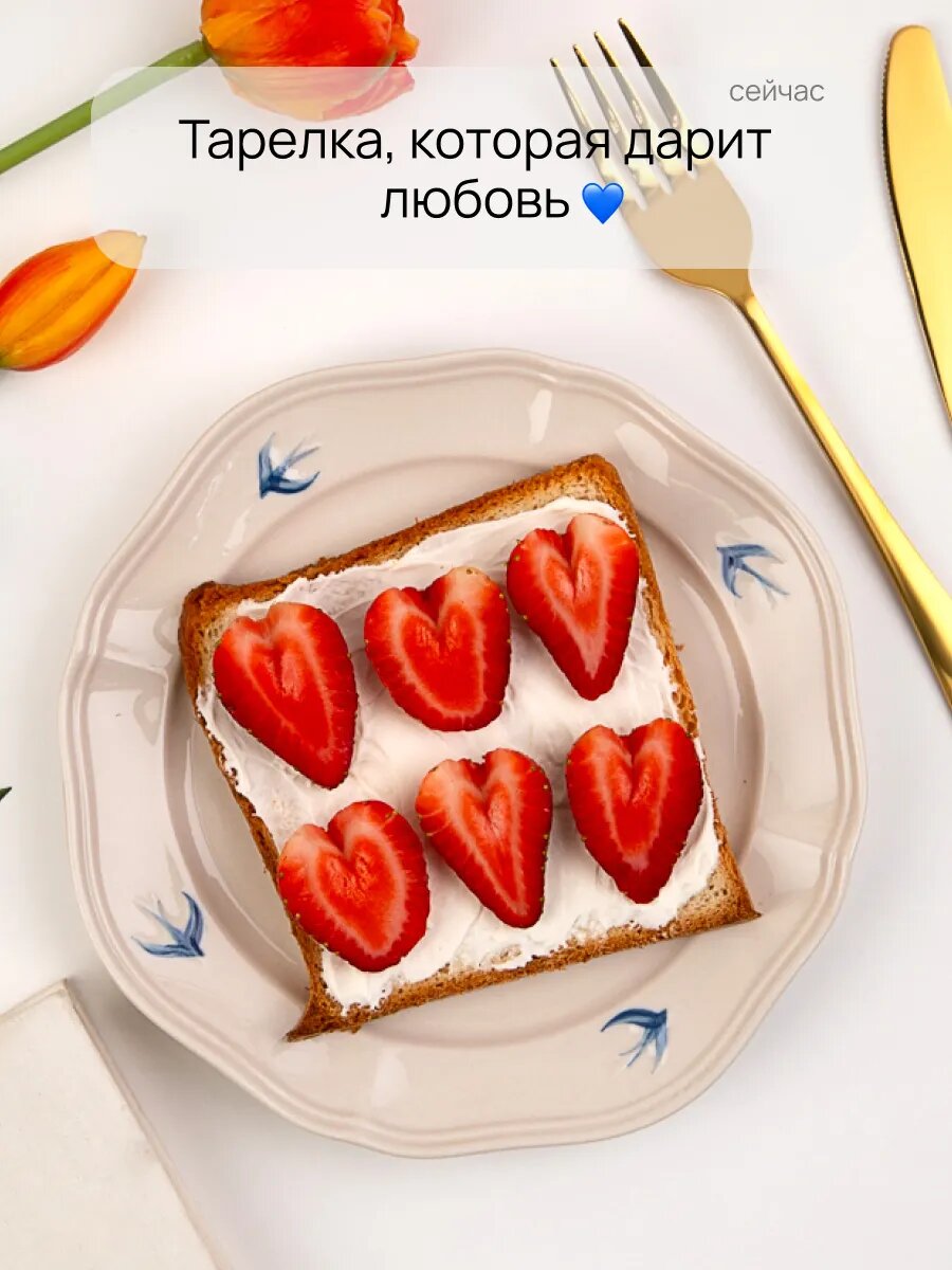 Набор тарелок DB HOMME, керамика, ручная работа, для СВЧ, цвет вишневый, 1 шт — фото 1