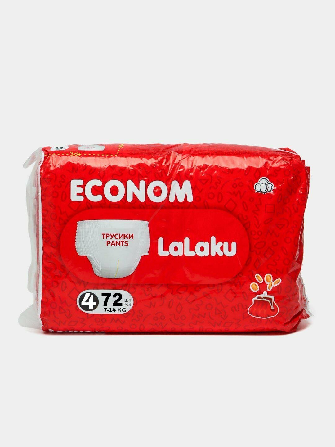 Подгузники "Econom LaLaKu", для детей 7-14 кг, унисекс, 4-й размер 72 шт — фото 1