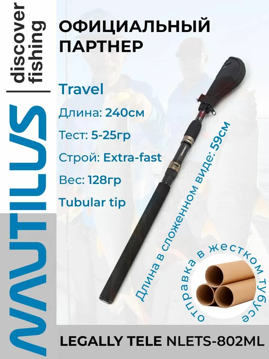 Спиннинг Nautilus Legally Tele NLETS-802ML 240см 5-25гр