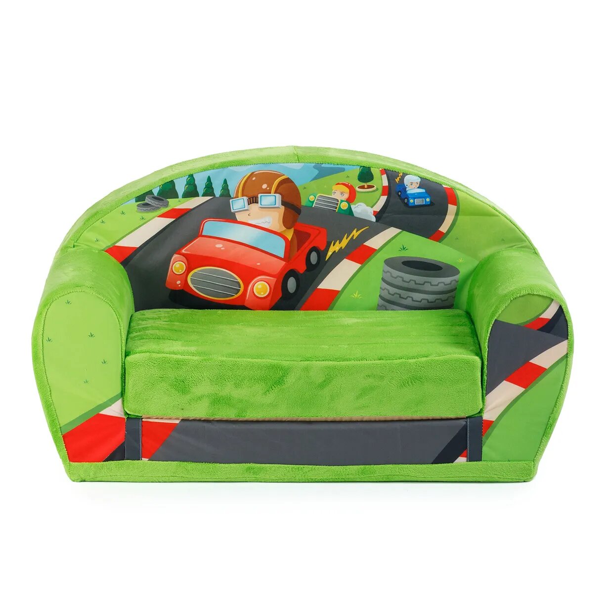 Детский диван Тутси Машинки, раскладной, велюр/текстиль, 90x50x43 см