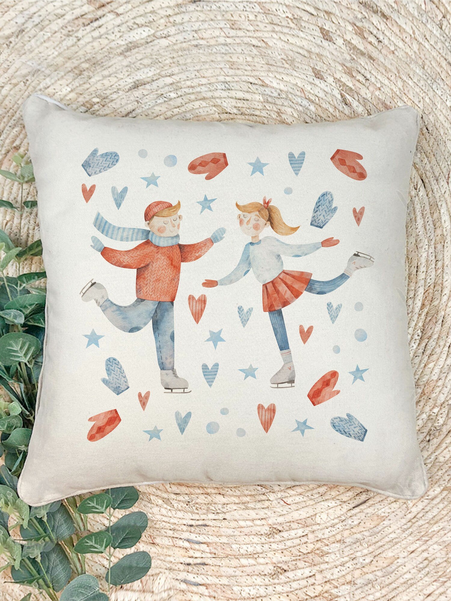 Наволочка для декоративной подушки Gerasim "Арабеск на коньках", 41х41 см, эко-ткань хлопок/полиэфир