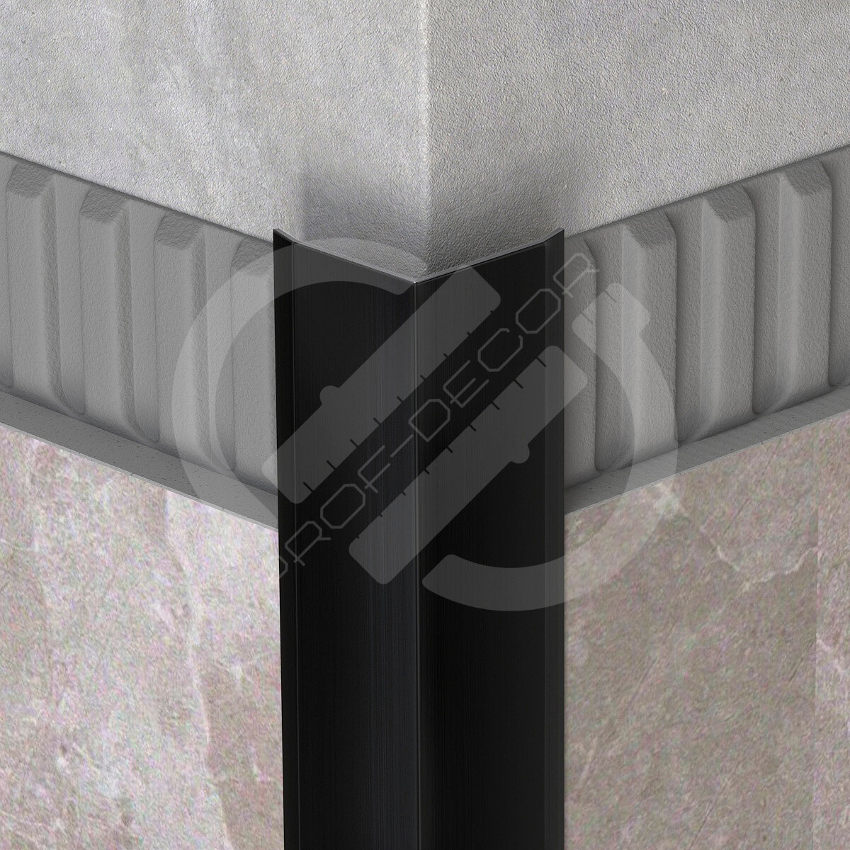 Наружный угол из нержавеющей стали черный шлифовка 20х20х3000мм L-2