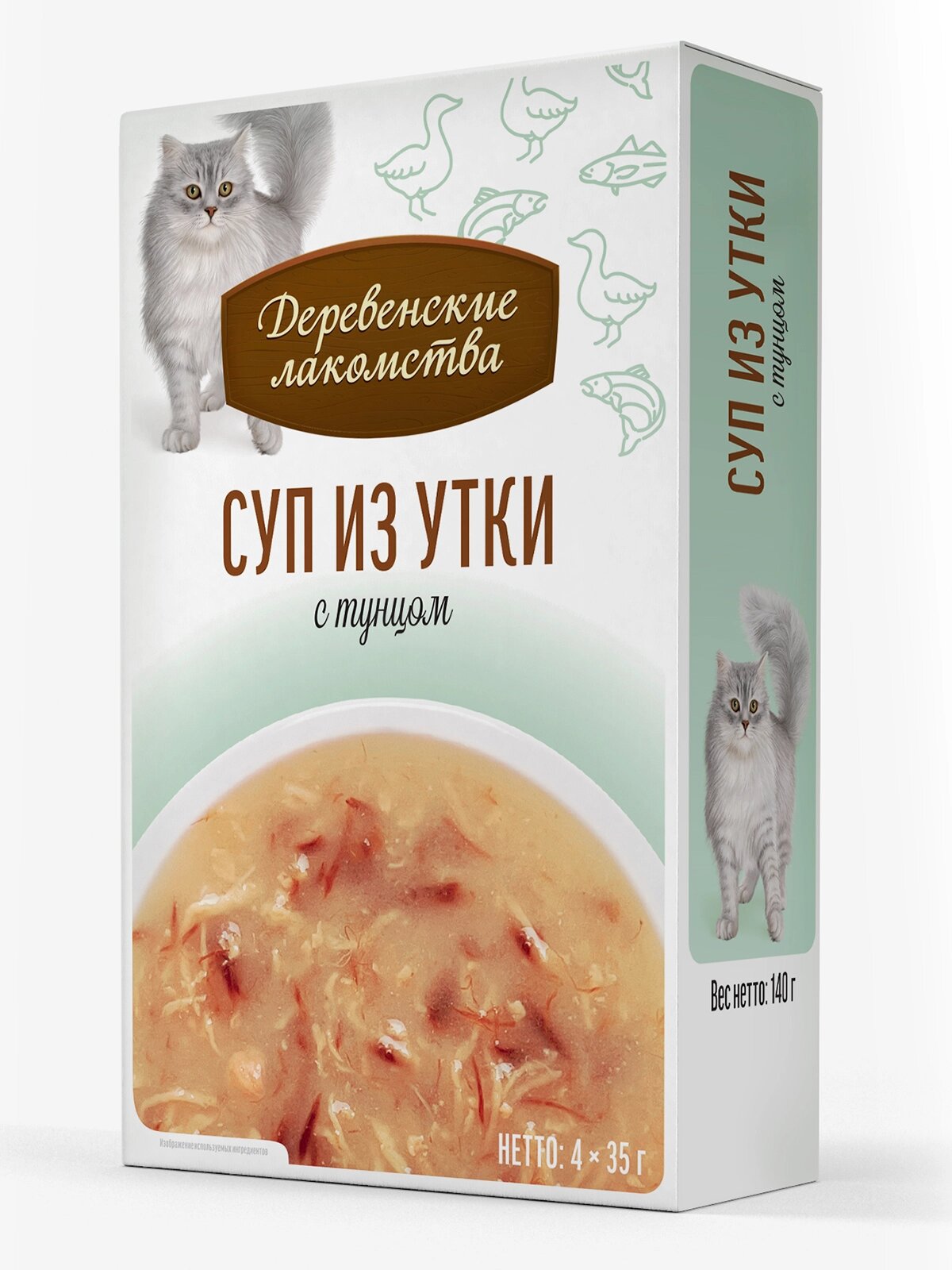 Деревенские лакомства Суп лакомство для кошек Утка с тунцом 35 г. х 4 шт.