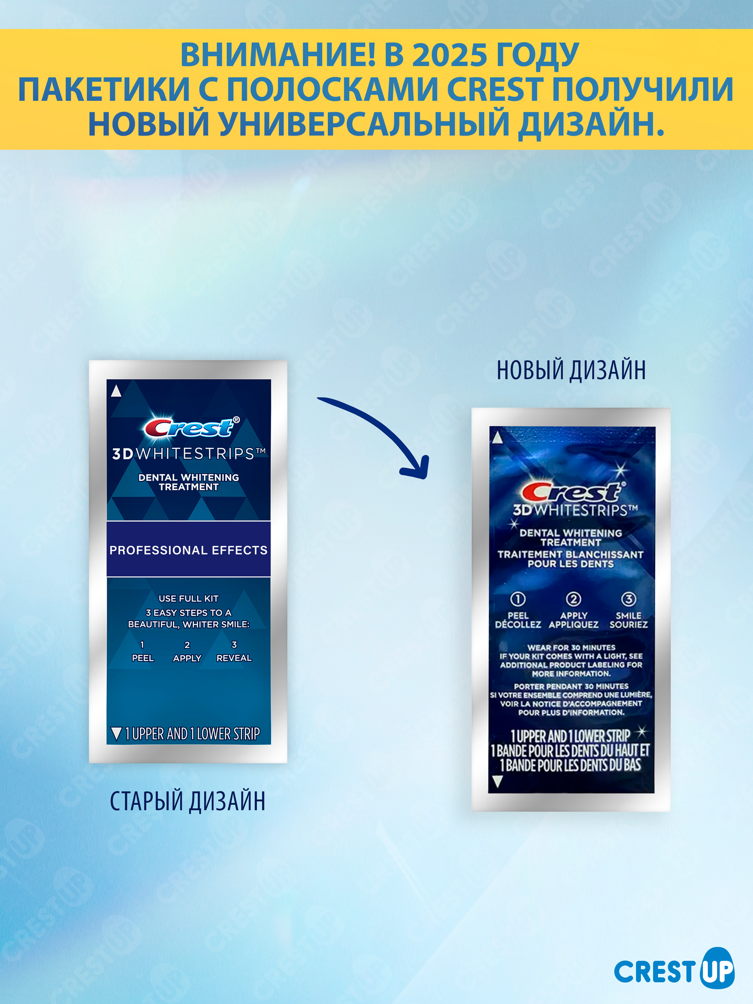 Картинки Отбеливающие полоски для зубов Crest 3D Whitestrips Professional Effects 10 пакетиков 1/2 курса