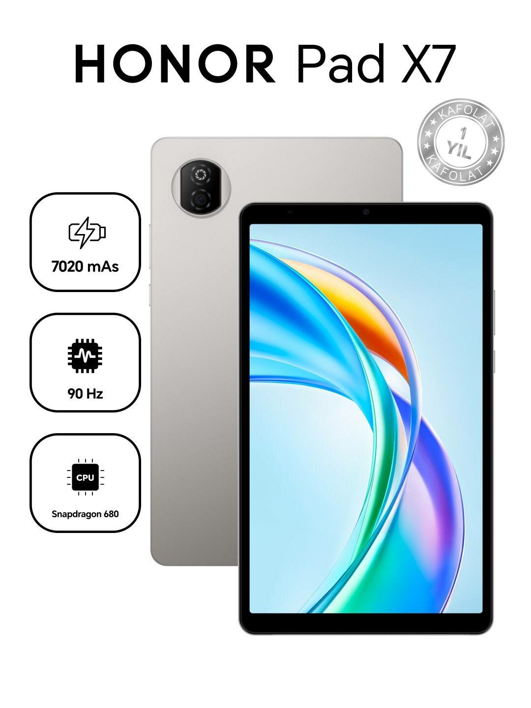 Планшет Honor Pad X7 4/128GB, Wi-Fi, IPS LCD, 90Hz, 8.7 inch, Snapdragon 680, Android 15, 7020mAh, gray