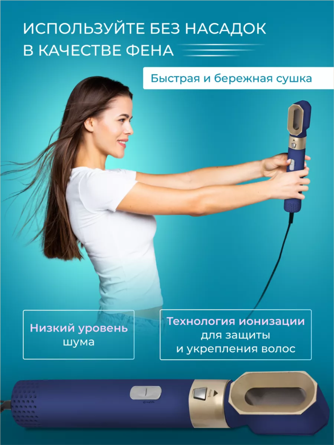 Фен-стайлер Dyson, профессиональный, с насадками, 5 в 1, в комплекте кейс — фото 1