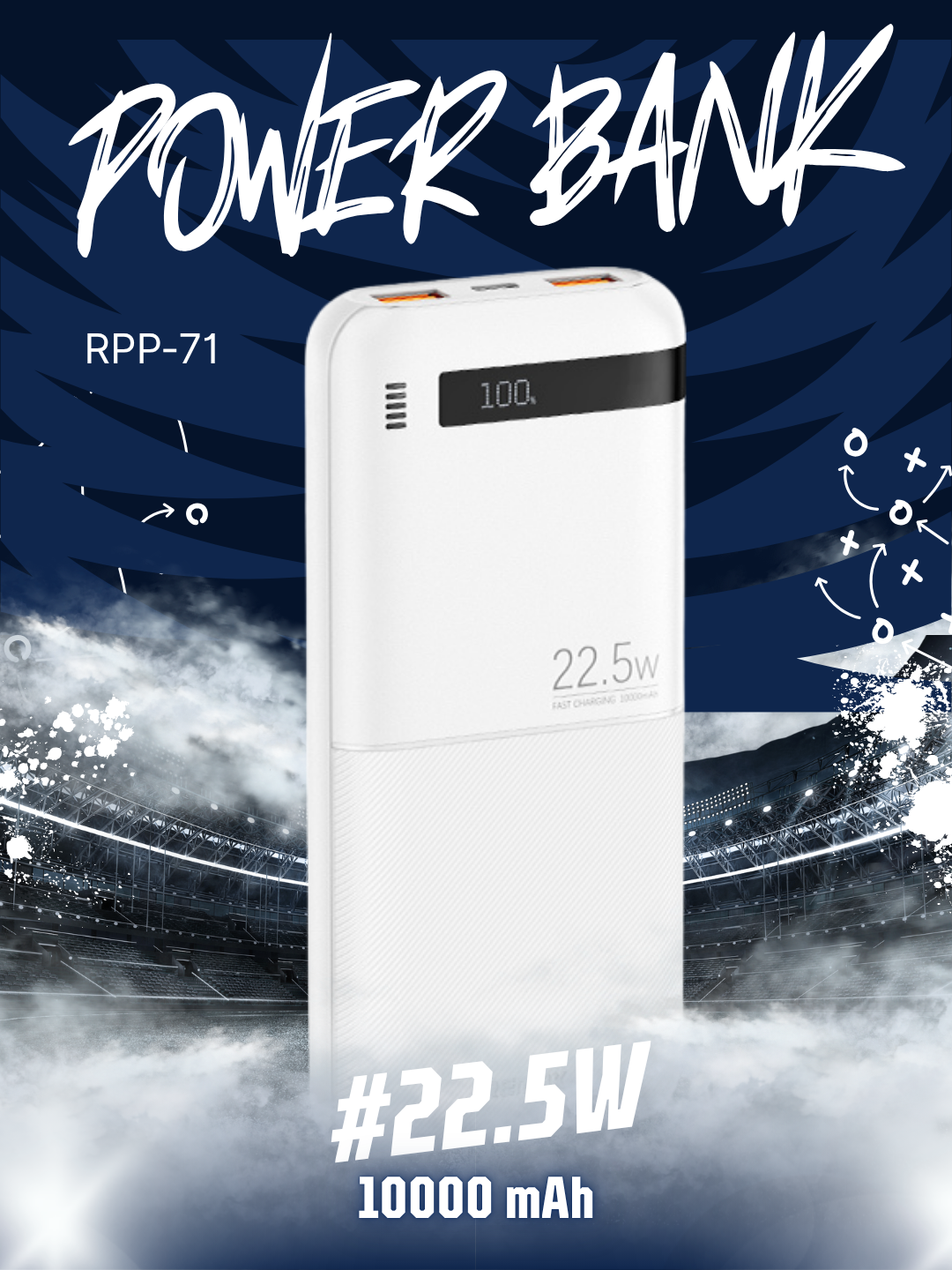 Внешний аккумулятор REMAX RPP-71 Power Bank 22.5W быстрая зарядка, 10000 mA/h, Type-C