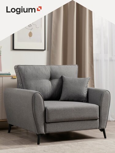 Изображение товара Кресло кровать Лион, Арт. ТК 763 Nice Grey (темно-серый), 108х99х91см, механизм еврокнижка