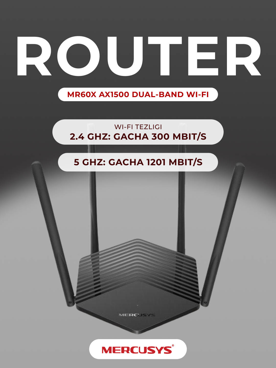 Mercusys MR60X AX1500 — Wi-Fi 6 Роутер нового поколения с гигабитной скоростью и технологиями будущего!