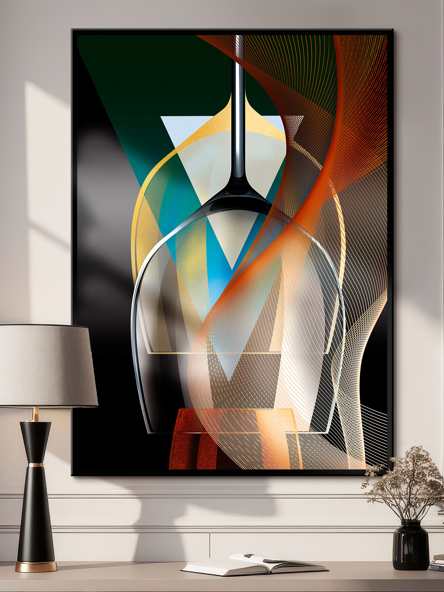 Картина на стену интерьерная в раме "Бокал игристого 2" 53х73 см, Графис