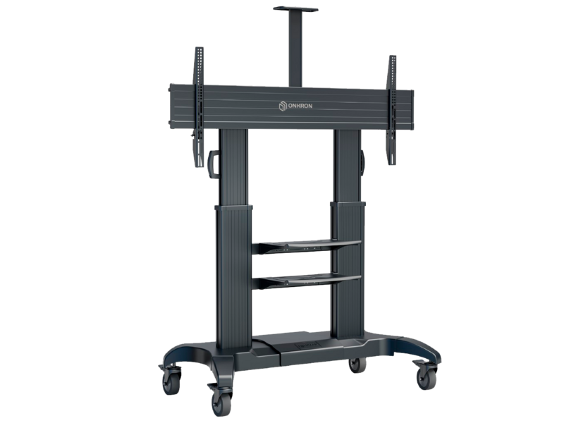 Мобильная стойка на 1 тв мобильная стойка на 1 тв/ 60-100" от 200х200 до 1000х600, макс нагр 136,4кг, высота 1400-1725мм, кабель-канал, регулируемая полка, черная