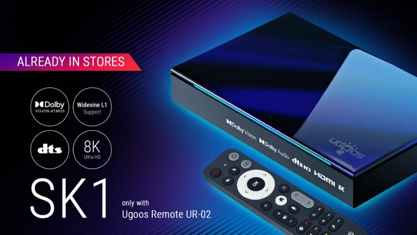 ТВ-приставка Ugoos SK1, Android, 8K UHD, Wi-Fi, Bluetooth, Ethernet 10/100/1000